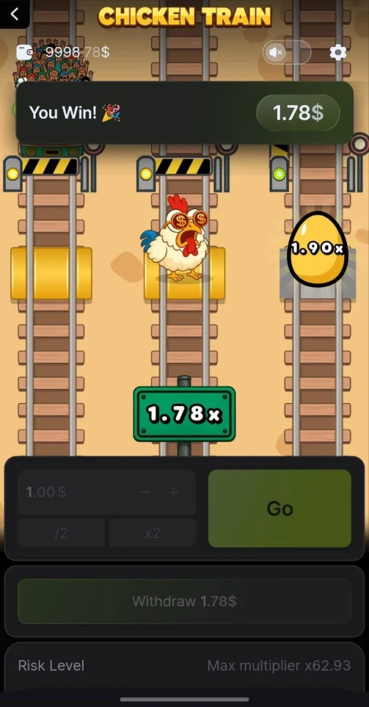 Chicken train mobile win.